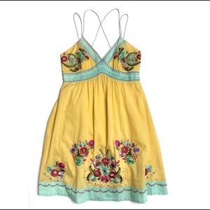 Boston Proper Floral Beaded Embroidered Dress